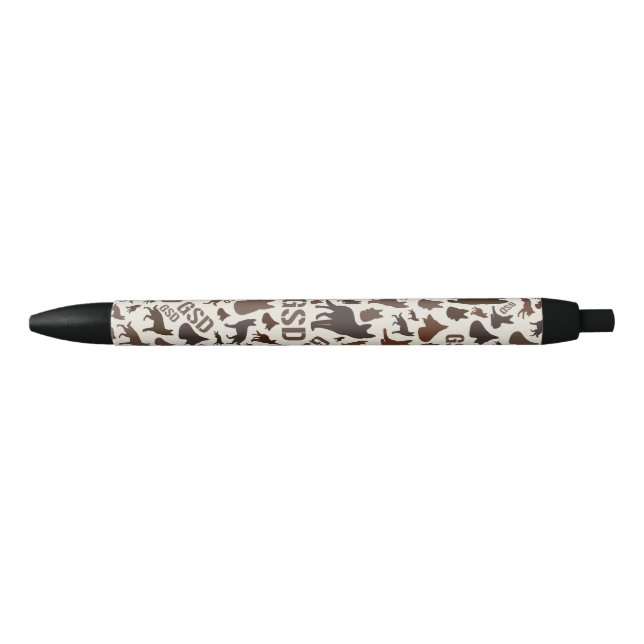 German Shepherd Dog Silhouette Pattern Black Ink Pen (Front)