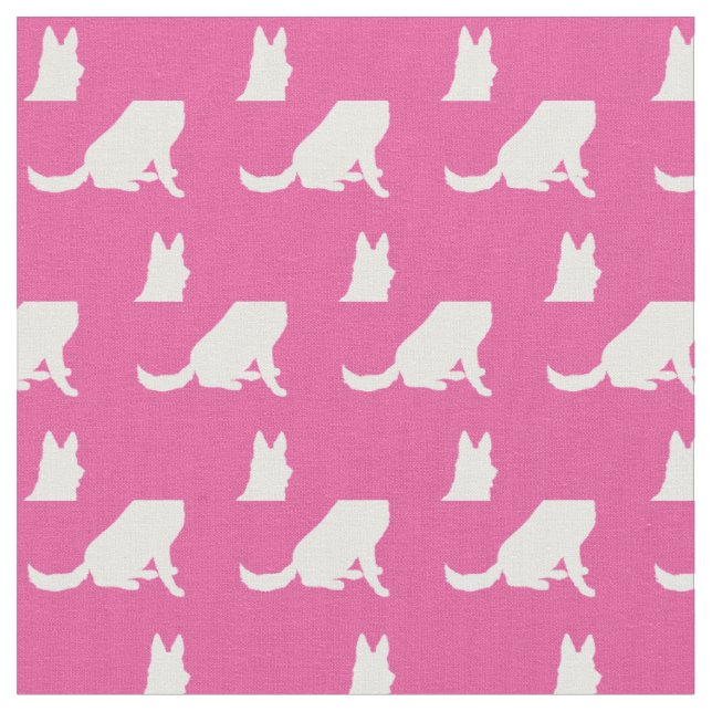 German Shepherd Dog Silhouette Pet Pink Fabric (Close Up)