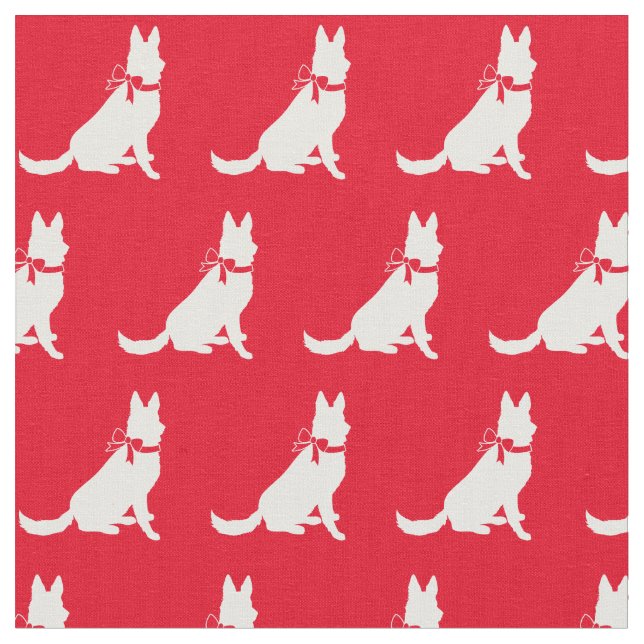 German Shepherd Dog Silhouette Pet Red Fabric (Close Up)