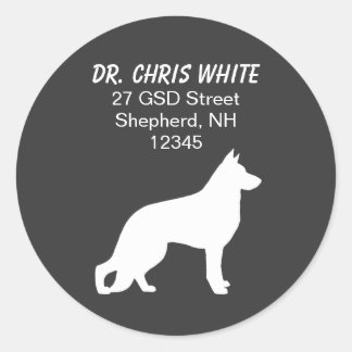 German Shepherd Dog Silhouette Return Address Classic Round Sticker