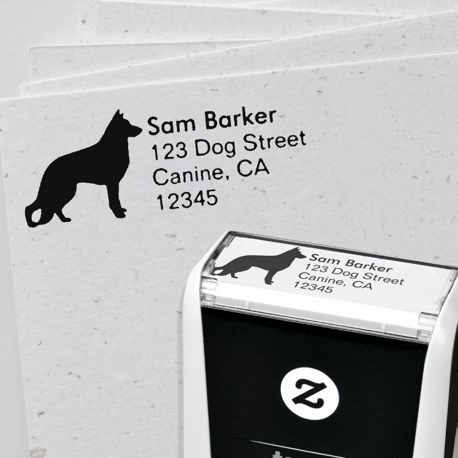 German Shepherd Dog Silhouette Return Address Self-inking Stamp (Creator Uploaded)