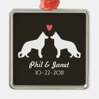 German Shepherd Dog Silhouettes Couple Custom Metal Tree Decoration