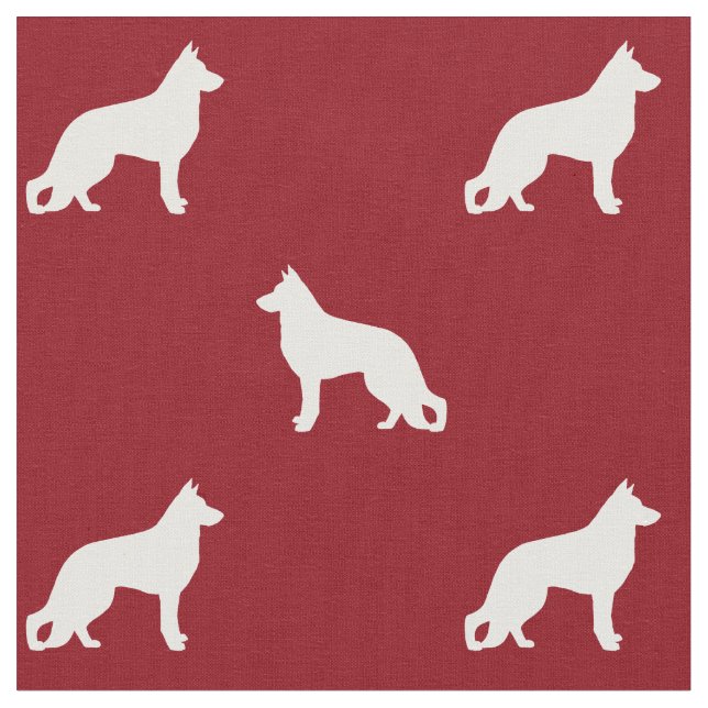 German Shepherd Dog Silhouettes GSD Pattern Fabric (Close Up)