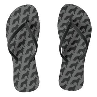 German Shepherd Dog Silhouettes Pattern Jandals