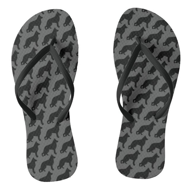 German Shepherd Dog Silhouettes Pattern Jandals (Footbed)