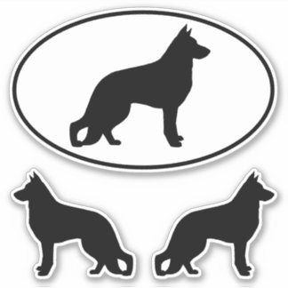 German Shepherd Dog Silhouettes Vinyl Sticker Set