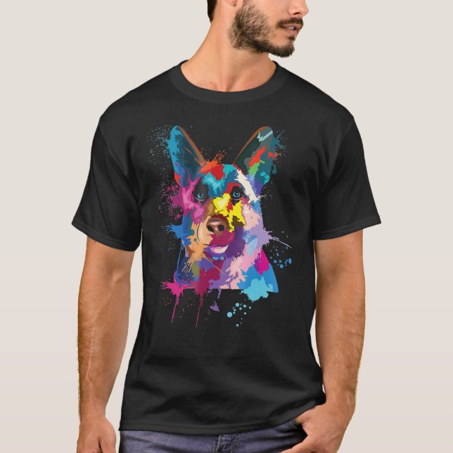 German Shepherd Dog Splash Art T-Shirt (Front)