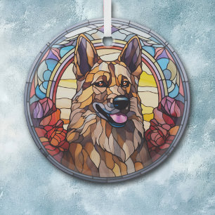 German Shepherd Dog Stained Glass Tree Decoration