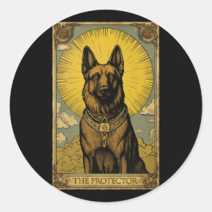 German Shepherd Dog Tarot Card Classic Round Sticker