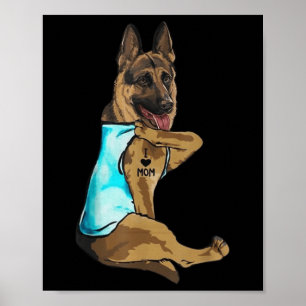 German Shepherd Dog Tattoo I Love Mum Mothers Day  Poster