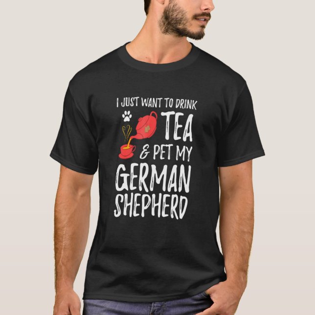 German Shepherd Dog Tea Drinker Dog Mum T-Shirt (Front)