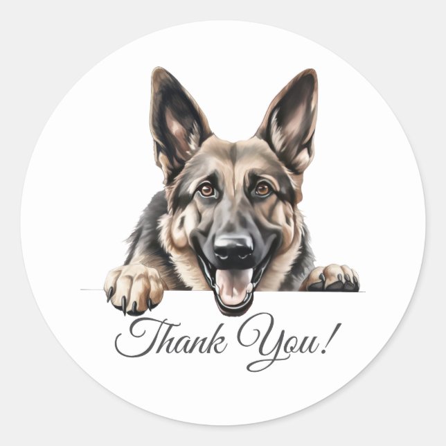 German Shepherd Dog Thank You Classic Round Sticker (Front)