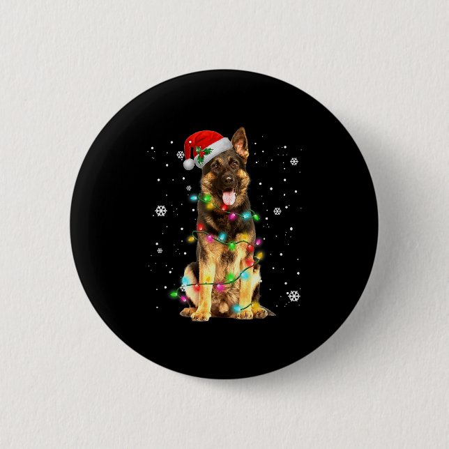 German Shepherd Dog Tree Christmas Sweater Xmas Do 6 Cm Round Badge (Front)