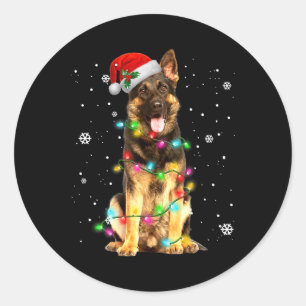 German Shepherd Dog Tree Christmas Sweater Xmas Do Classic Round Sticker