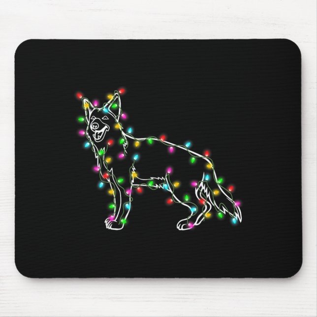 German Shepherd Dog Tree Christmas Sweater Xmas Do Mouse Pad (Front)