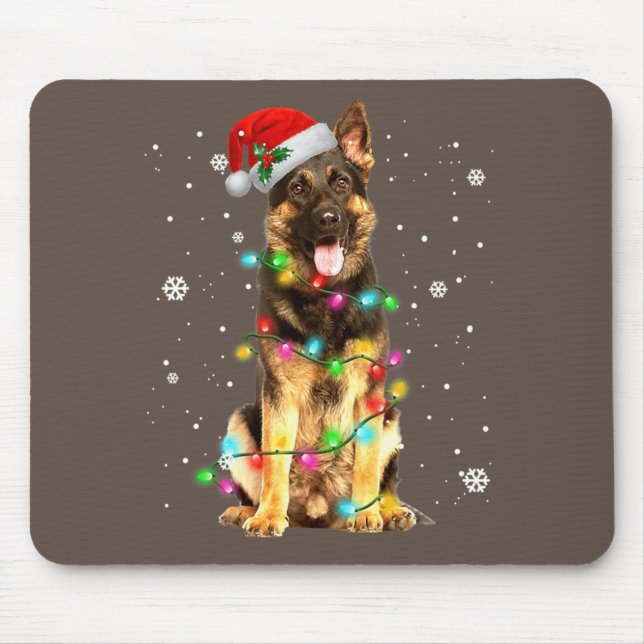 German Shepherd Dog Tree Christmas Sweater Xmas Do Mouse Pad (Front)