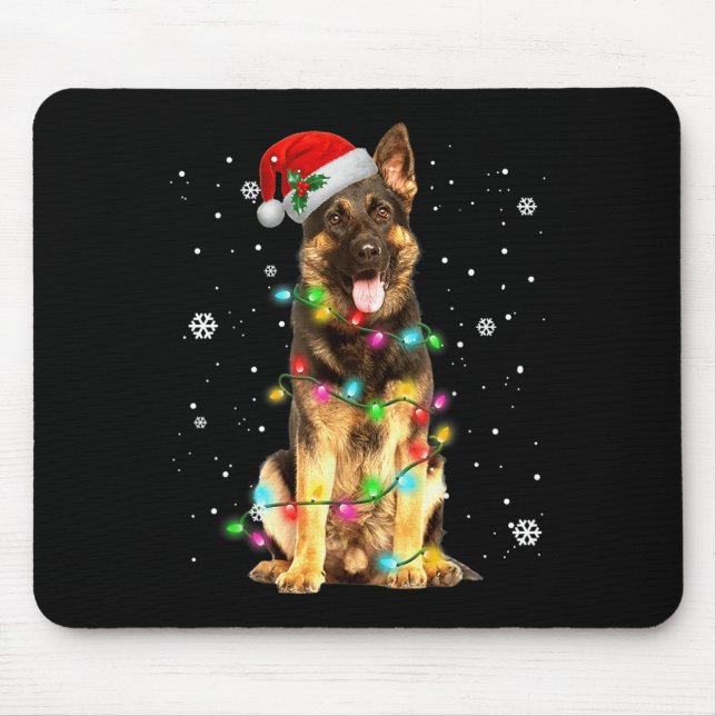 German Shepherd Dog Tree Christmas Sweater Xmas Do Mouse Pad (Front)