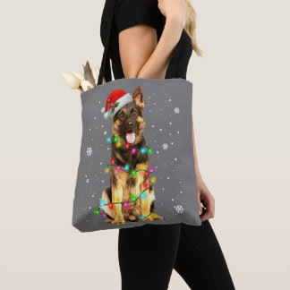 German Shepherd Dog Tree Christmas Sweater Xmas Do Tote Bag