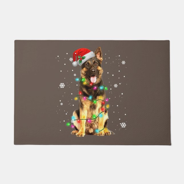 German Shepherd Dog Tree Christmas Sweater Xmas Doormat (Front)
