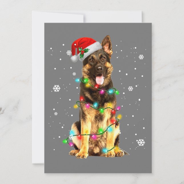 German Shepherd Dog Tree Christmas Sweater Xmas In Invitation (Front)