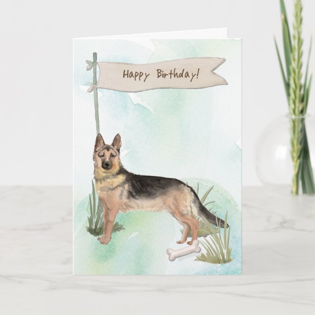 German Shepherd Dog Under Birthday Sign Card (Front)