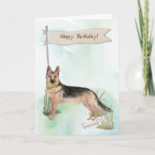 German Shepherd Dog Under Birthday Sign Card