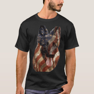 German Shepherd Dog Usa American Flag Gsd T-Shirt