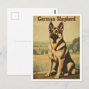 German Shepherd Dog Vintage Art Postcard