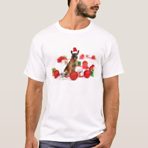 German Shepherd dog w Christmas Gifts Santa Hat T-Shirt