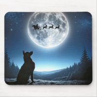 German Shepherd Dog Watching Santa