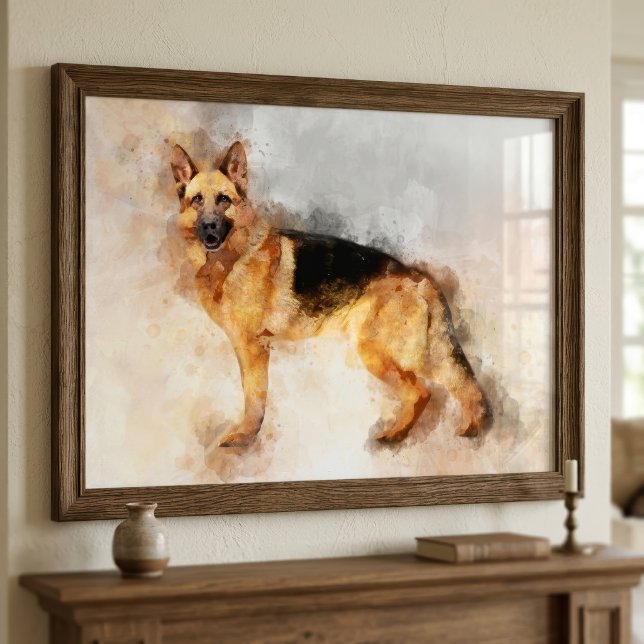 German Shepherd Dog Watercolor Art Print (German Shepherd Dog Watercolor Art Print. Photo Print)