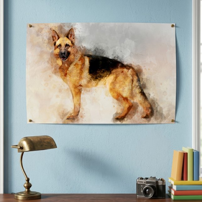 German Shepherd Dog Watercolor Art Print (German Shepherd Dog Watercolor Art Print. Poster)