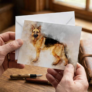 German Shepherd Dog Watercolor Art Print Card