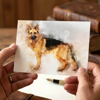 German Shepherd Dog Watercolor Art Print Postcard