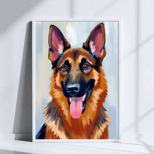 German Shepherd   Dog Watercolor Pet Poster