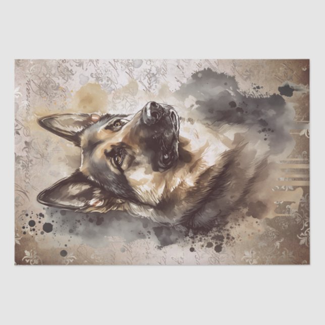 German Shepherd Dog Watercolor Tissue Paper (Front)