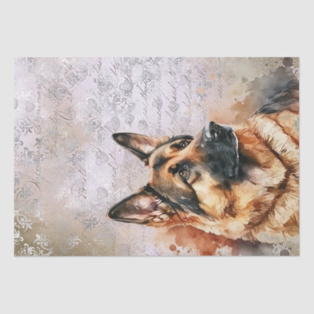 German Shepherd Dog Watercolor Tissue Paper (Front)