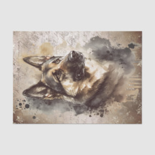 German Shepherd Dog Watercolor Tissue Paper