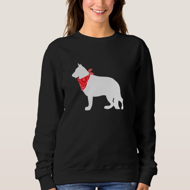 German Shepherd Dog Wearing Red Bandanna Sweatshirt (Front)