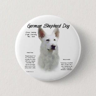 German Shepherd Dog (wht) History Design 6 Cm Round Badge