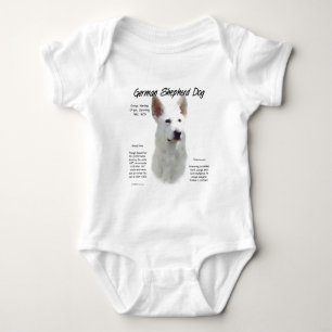 German Shepherd Dog (wht) History Design Baby Bodysuit