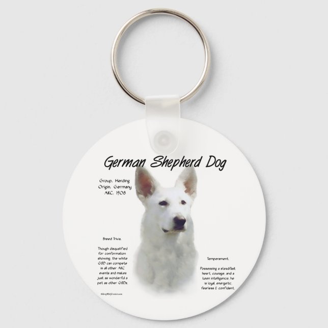 German Shepherd Dog (wht) History Design Key Ring (Front)
