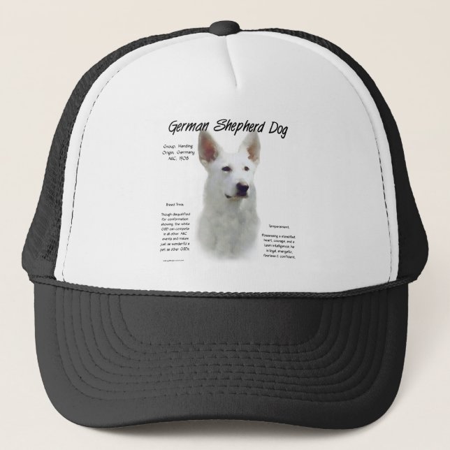 German Shepherd Dog (wht) History Design Trucker Hat (Front)