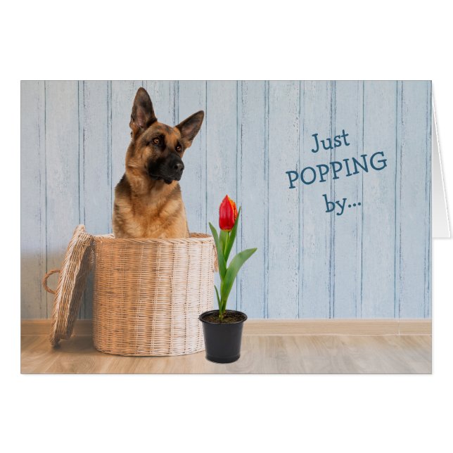 German Shepherd Dog Wicker Basket Birthday Card (Front Horizontal)