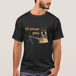 German Shepherd Dog with a Machine Gun T-Shirt
