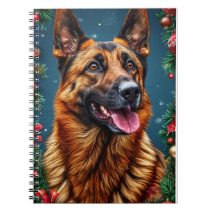 German Shepherd Dog With Christmas Decor Notebook