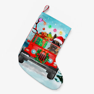 German Shepherd dog with Christmas gifts Small Christmas Stocking