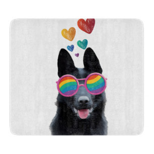 German Shepherd Dog with Hearts Valentine's Day Cutting Board