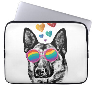 German Shepherd Dog with Hearts Valentine's Day Laptop Sleeve