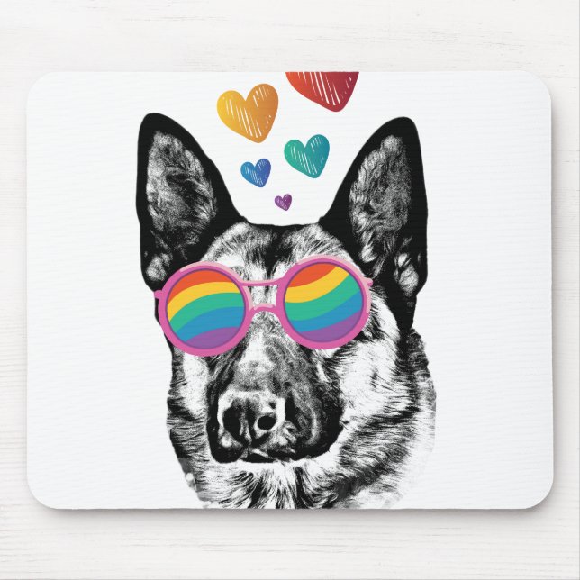 German Shepherd Dog with Hearts Valentine's Day  Mouse Pad (Front)